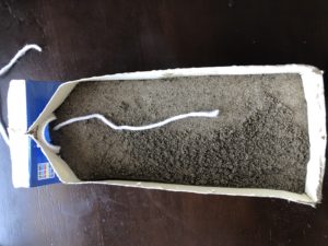 Soil in the bottom of the carton
