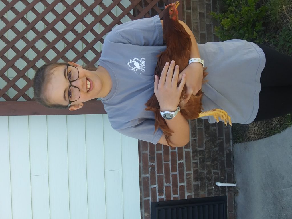 Bethany and her chicken