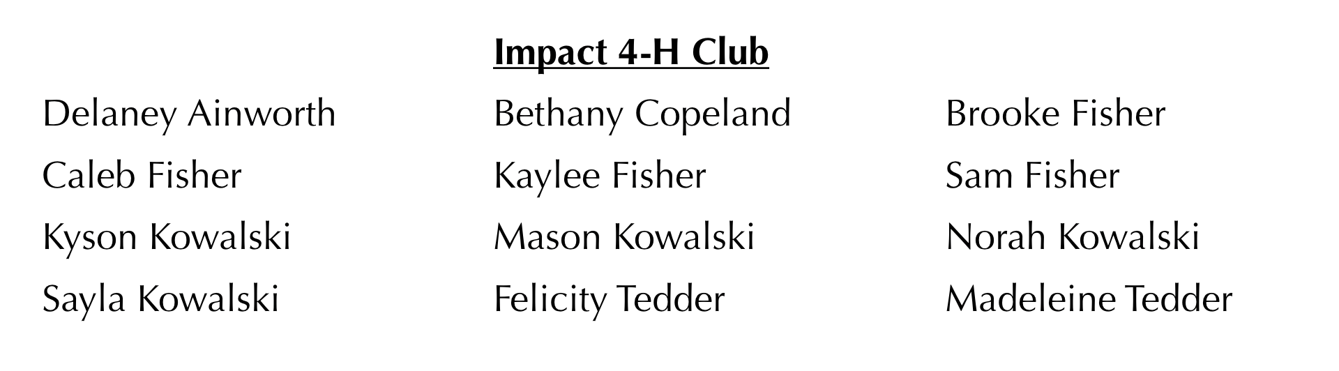Impact Club Participants