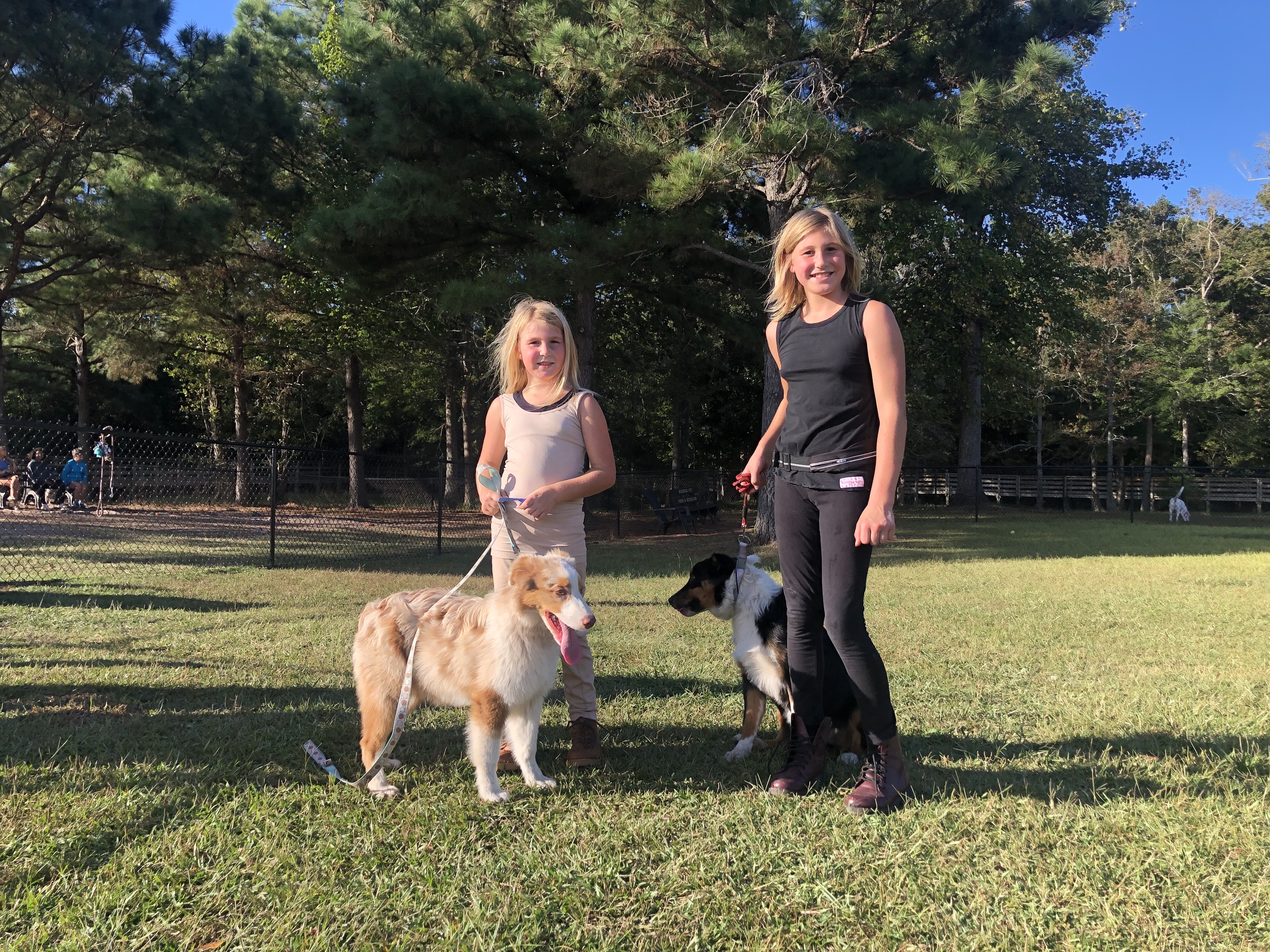 Madeleine and Felicity Tedder with their dogs
