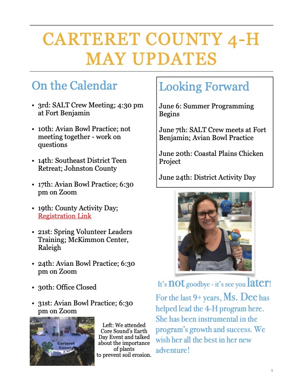 May 2022 Carteret County 4-H Updates - page 1